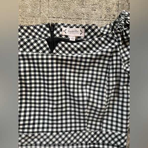 NANETTE LEPORE NWOT Off The Shoulder Black & White Gingham Dress Size 6 - Picture 8 of 9